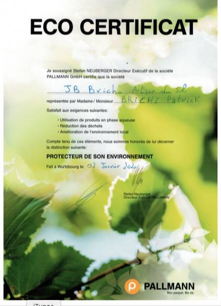 Eco certificat, JBB protecteur de son environnement